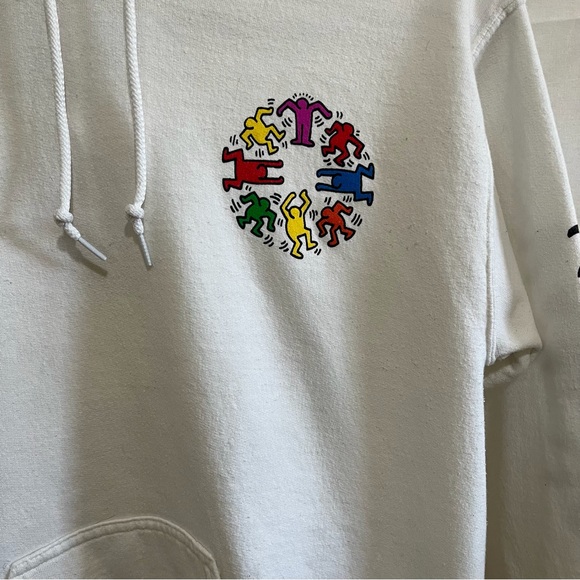KEITH HARING Unity Circle 2 Graphic Hoodie Sweatshirt White Size Small - Picture 5 of 9